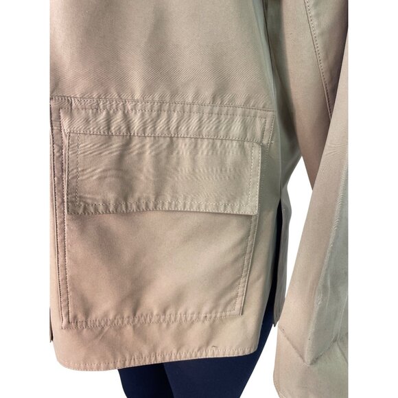 Dennis Basso Womens Tan Jacket With Leopard Print Lining Snap Button Sz XS - Picture 6 of 8